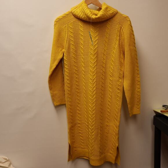 Ann Taylor Dresses & Skirts - NWT Ann Taylor Sweater Dress Cable Marigold Midi Length Side Slits Size M